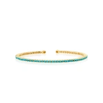 Jennifer Meyer 4 Prong Turquoise Tennis Cuff in 18K Yellow Gold | Fine Bracelets | Coveti