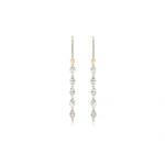 Jennifer Meyer 5 Diamond Marquise Drop Earrings in 18K Yellow Gold | Fine Earrings | Coveti