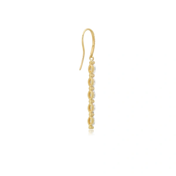 Jennifer Meyer 5 Diamond Marquise Drop Earrings in 18K Yellow Gold | Fine Earrings | Coveti