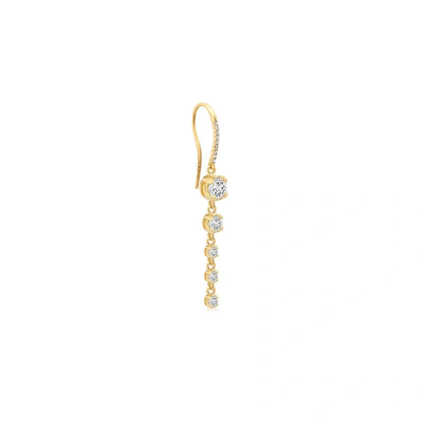 Jennifer Meyer 5 Graduated Illusion Set Diamond Earrings in 18K Yellow Gold | Fine Earrings | Coveti
