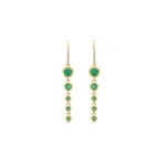 Jennifer Meyer 5 Graduated Illusion Set Emerald Earrings in 18K Yellow Gold | Fine Earrings | Coveti