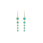 Jennifer Meyer 5 Graduated Illusion Set Turquoise Earrings in 18K Yellow Gold | Fine Earrings | Coveti