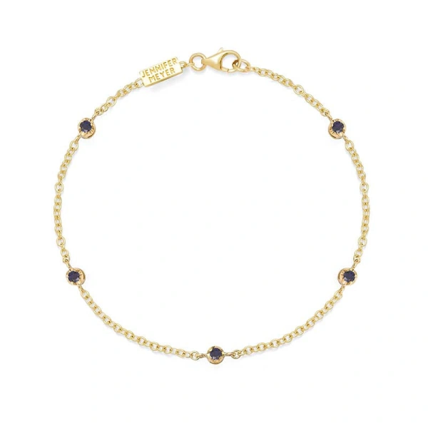 Jennifer Meyer 5 Illusion Set Blue Sapphire Accent Bracelet in 18K Yellow Gold | Fine Bracelets | Coveti