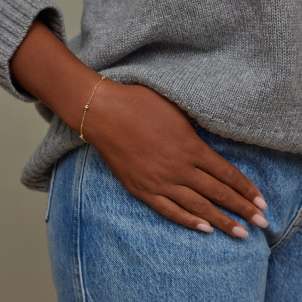 Jennifer Meyer 5 Illusion Set Diamond Accent Bracelet in 18K Yellow Gold | Fine Bracelets | Coveti