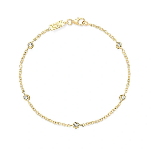 Jennifer Meyer 5 Illusion Set Diamond Accent Bracelet in 18K Yellow Gold | Fine Bracelets | Coveti
