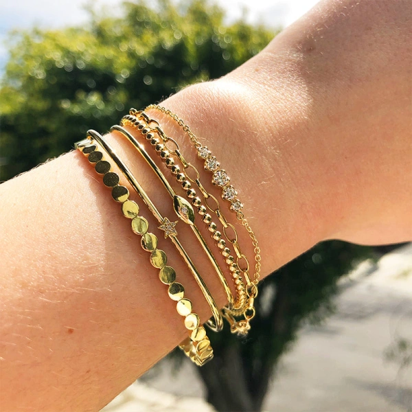 Jennifer Meyer 5 Illusion Set Diamond Bracelet in 18K Yellow Gold | Fine Bracelets | Coveti
