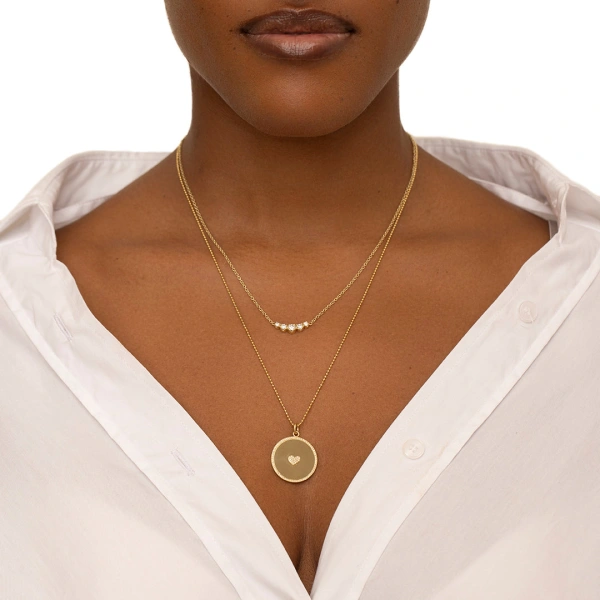 Jennifer Meyer 5 Illusion Set Diamond Necklace in 18K Yellow Gold | Fine Necklaces | Coveti