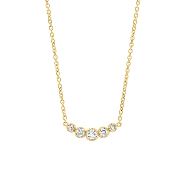 Jennifer Meyer 5 Illusion Set Diamond Necklace in 18K Yellow Gold | Fine Necklaces | Coveti