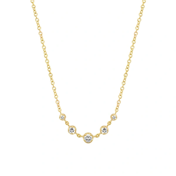 Jennifer Meyer 5 Illusion Set Graduated Diamond Accent Necklace in 18K Yellow Gold | Fine Necklaces | Coveti