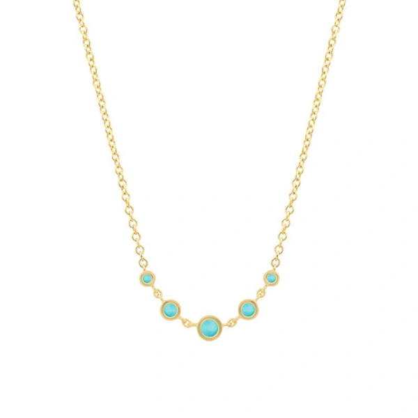 Jennifer Meyer 5 Illusion Set Graduated Turquoise Accent Necklace in 18K Yellow Gold | Fine Necklaces | Coveti