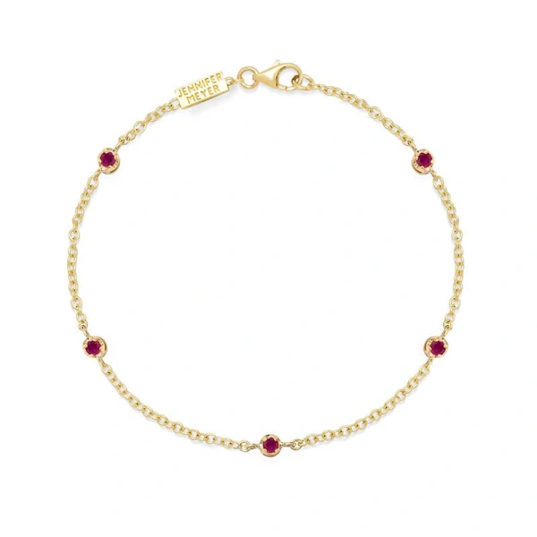5 Illusion Set Ruby Accent Bracelet in 18K Yellow Gold