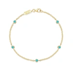 Jennifer Meyer 5 Illusion Set Turquoise Accent Bracelet in 18K Yellow Gold | Fine Bracelets | Coveti