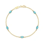 Jennifer Meyer 5 Turquoise Marquise Bracelet in 18K Yellow Gold | Fine Bracelets | Coveti
