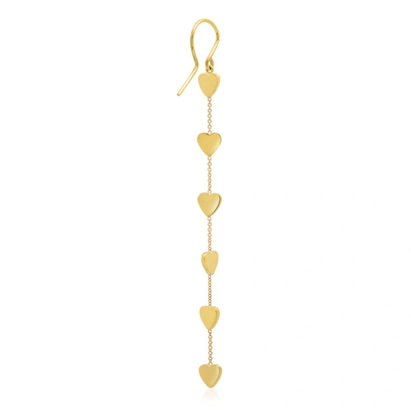 Jennifer Meyer 6 Heart By The Inch Earrings in 18K Yellow Gold | Fine Earrings | Coveti