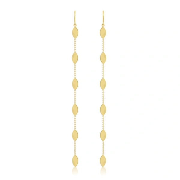 Jennifer Meyer 6 Marquise By The Inch Earrings in 18K Yellow Gold | Fine Earrings | Coveti