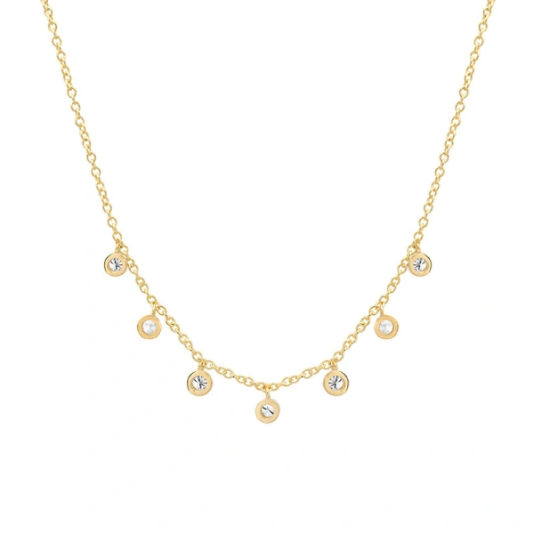 Jennifer Meyer 7 Diamond Illusion Set Dangle Necklace in 18K Yellow Gold | Fine Necklaces | Coveti