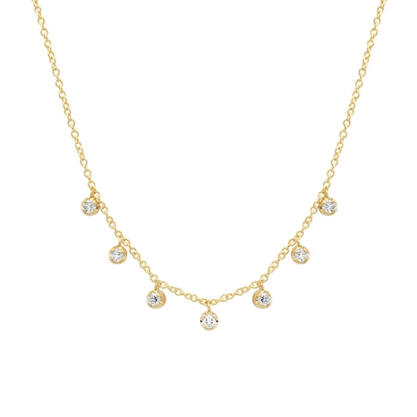Jennifer Meyer 7 Diamond Illusion Set Dangle Necklace in 18K Yellow Gold | Fine Necklaces | Coveti