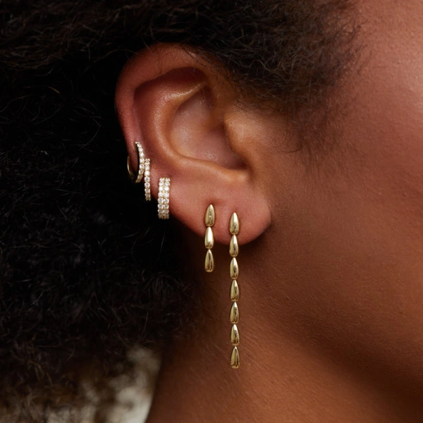 Jennifer Meyer 7 Dome Tennis Studs in 18K Yellow Gold | Fine Earrings | Coveti