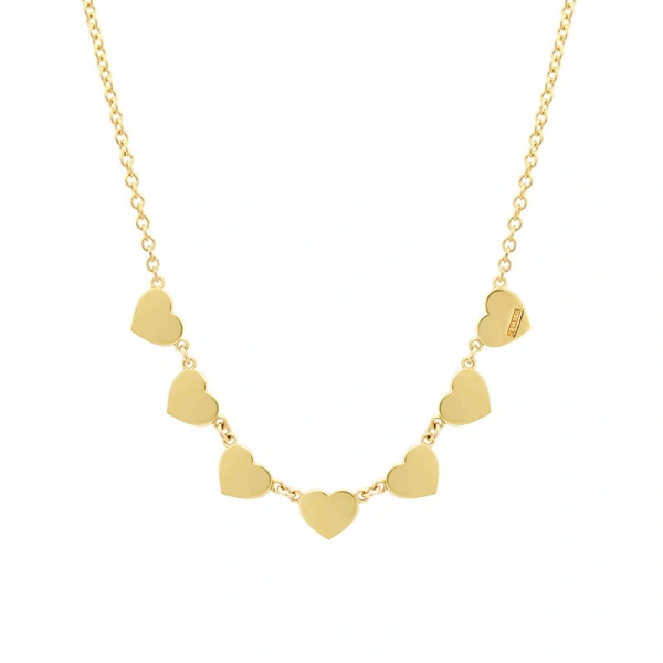 Jennifer Meyer 7 Extra Small Lapis Heart Necklace in 18K Yellow Gold | Fine Necklaces | Coveti