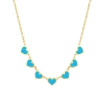 Jennifer Meyer 7 Extra Small Turquoise Heart Necklace in 18K Yellow Gold | Fine Necklaces | Coveti
