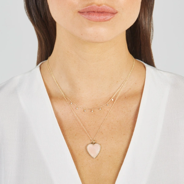 Jennifer Meyer 7 Mini Diamond Bezel Dangle Necklace in 18K Yellow Gold | Fine Necklaces | Coveti