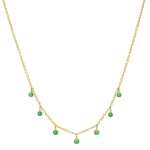 Jennifer Meyer 7 Mini Emerald Bezel Dangle Necklace in 18K Yellow Gold | Fine Necklaces | Coveti