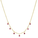Jennifer Meyer 7 Mini Ruby Bezel Dangle Necklace in 18K Yellow Gold | Fine Necklaces | Coveti