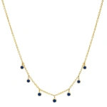 Jennifer Meyer 7 Mini Sapphire Bezel Dangle Necklace in 18K Yellow Gold | Fine Necklaces | Coveti