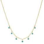 Jennifer Meyer 7 Mini Turquoise Bezel Dangle Necklace in 18K Yellow Gold | Fine Necklaces | Coveti