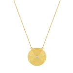 Jennifer Meyer 70's Disc Necklace with Diamond Accent in 18K Yellow Gold | Fine Necklaces | Coveti