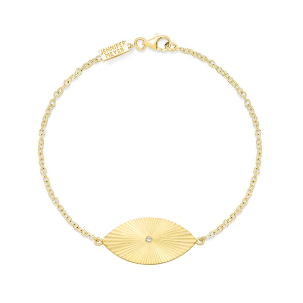 Jennifer Meyer 70's Evil Eye Bracelet in 18K Yellow Gold | Fine Bracelets | Coveti