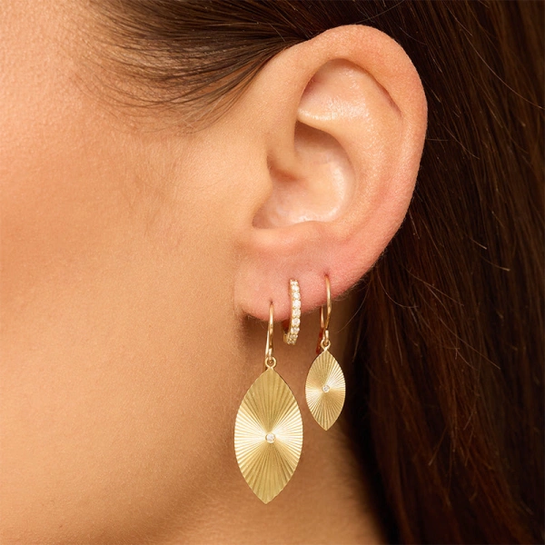Jennifer Meyer 70's Evil Eye Earrings in 18K Yellow Gold | Fine Earrings | Coveti