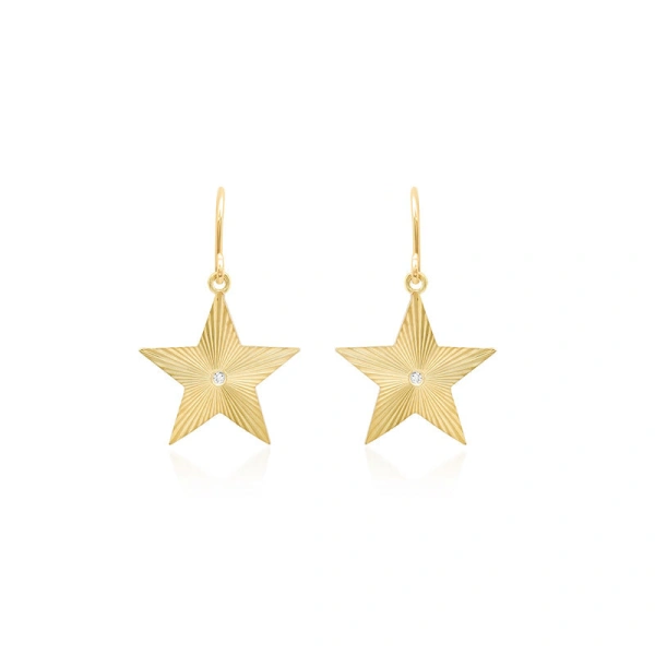 Jennifer Meyer 70's Star Earrings in 18K Yellow Gold | Fine Earrings | Coveti