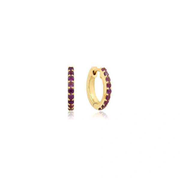 Jennifer Meyer Amethyst Huggies in 18K Yellow Gold | Fine Earrings | Coveti