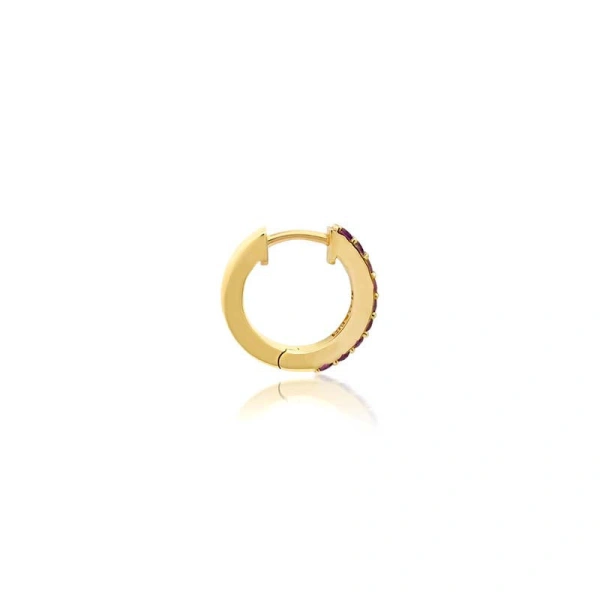 Jennifer Meyer Amethyst Huggies in 18K Yellow Gold | Fine Earrings | Coveti