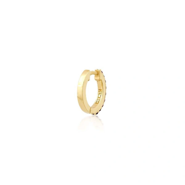 Jennifer Meyer Amethyst Huggies in 18K Yellow Gold | Fine Earrings | Coveti