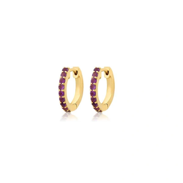 Amethyst Huggies in 18K Yellow Gold