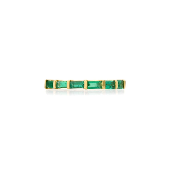 Jennifer Meyer Baguette Cut Emerald Ring in 18K Yellow Gold | Fine Rings | Coveti
