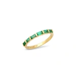 Jennifer Meyer Baguette Cut Emerald Ring in 18K Yellow Gold | Fine Rings | Coveti