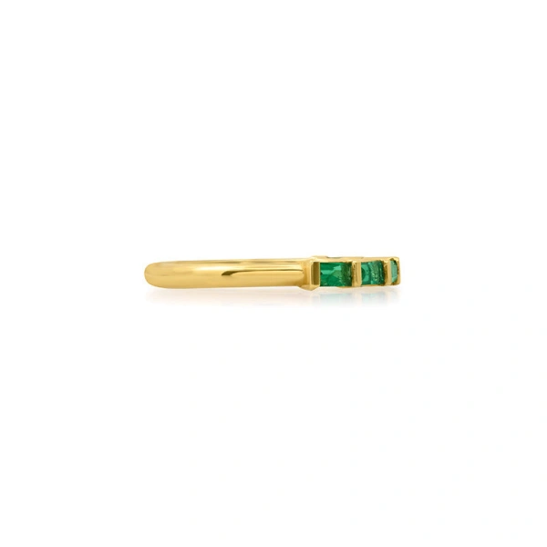 Jennifer Meyer Baguette Cut Emerald Ring in 18K Yellow Gold | Fine Rings | Coveti