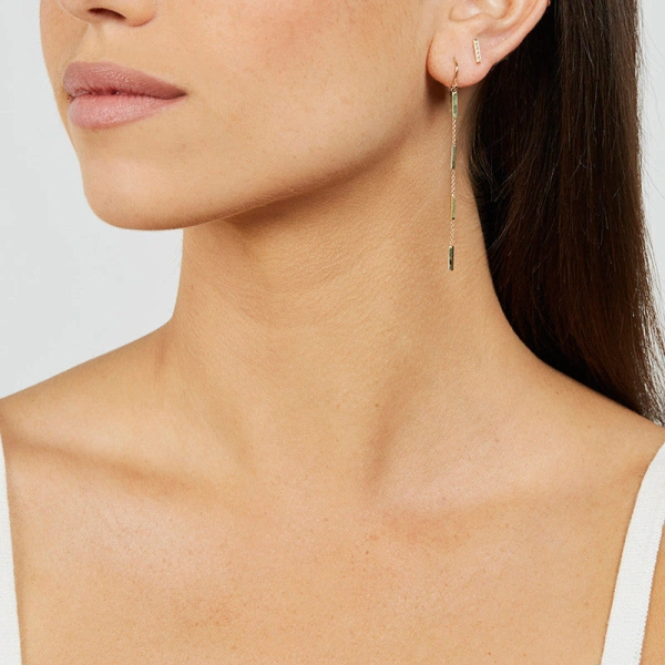 Jennifer Meyer Bar By The Inch Earrings in 18K Yellow Gold | Fine Earrings | Coveti