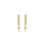 Jennifer Meyer Bar Studs with Diamond Bezel Drop in 18K Yellow Gold | Fine Earrings | Coveti