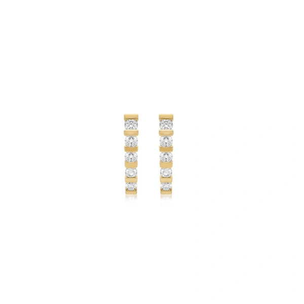 Bar and Diamond Edith Studs in 18K Yellow Gold