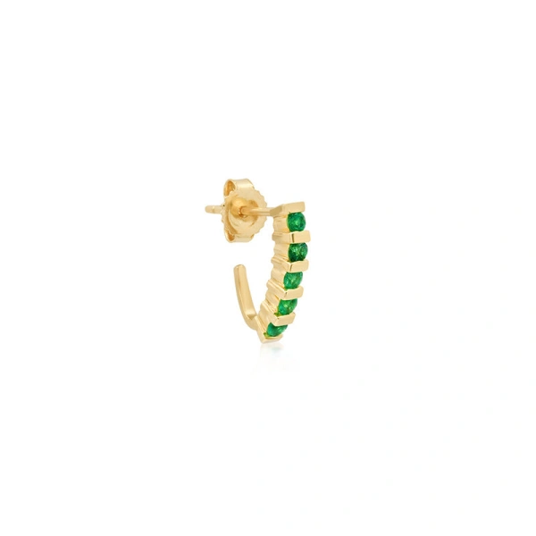 Jennifer Meyer Bar and Emerald Edith Studs in 18K Yellow Gold | Fine Earrings | Coveti
