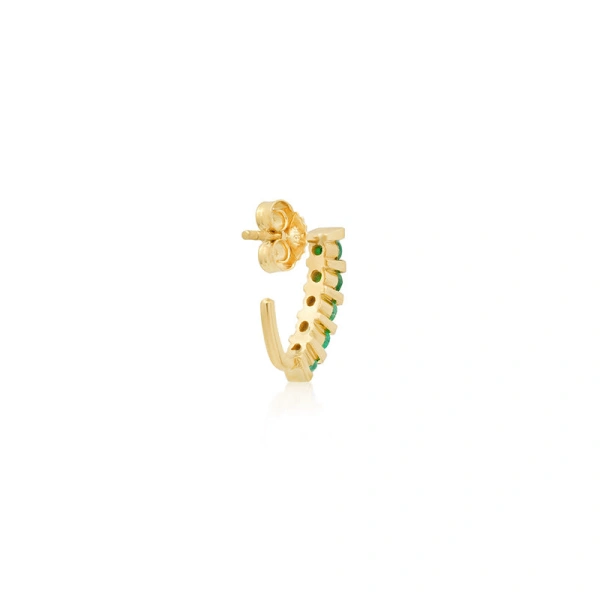 Jennifer Meyer Bar and Emerald Edith Studs in 18K Yellow Gold | Fine Earrings | Coveti