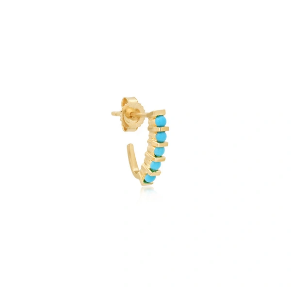 Jennifer Meyer Bar and Turquoise Edith Studs in 18K Yellow Gold | Fine Earrings | Coveti
