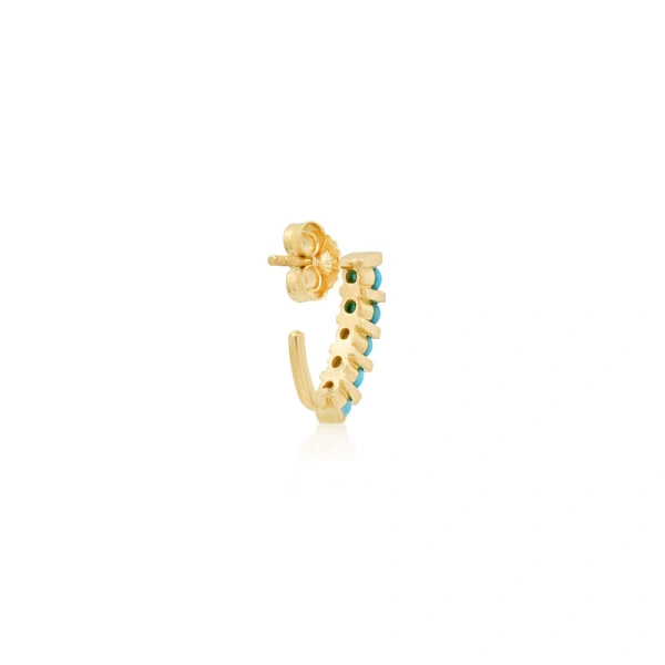 Jennifer Meyer Bar and Turquoise Edith Studs in 18K Yellow Gold | Fine Earrings | Coveti