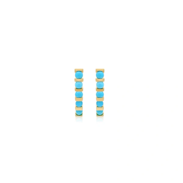 Bar and Turquoise Edith Studs in 18K Yellow Gold