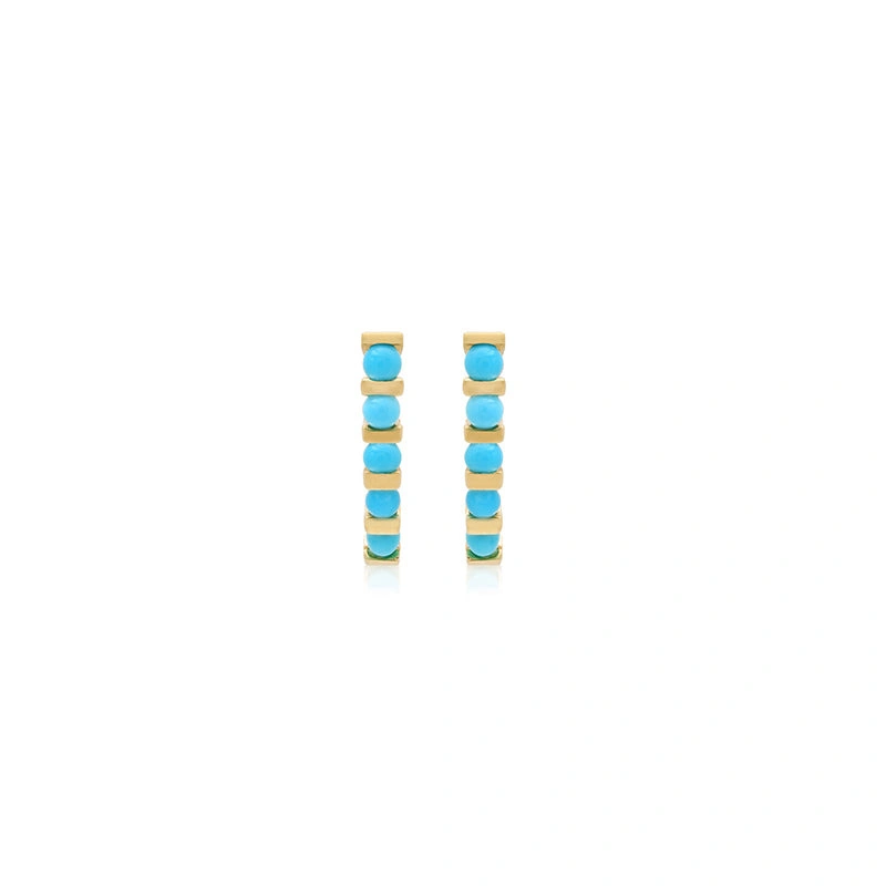 Jennifer Meyer Bar and Turquoise Edith Studs in 18K Yellow Gold Jennifer Meyer Bar and Turquoise Edith Studs in 18K Yellow Gold | Fine Earrings | Coveti