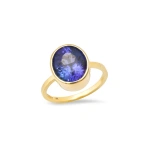Jennifer Meyer Bezel Set Tanzanite Ring in 18K Yellow Gold | Fine Rings | Coveti
